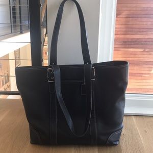 Coach black vintage leather tote!